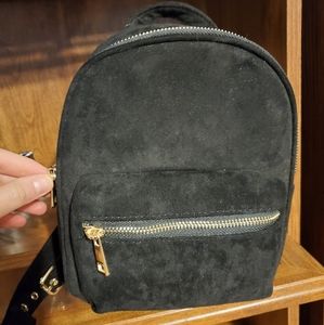 Black Suede Backpack w/ Gold